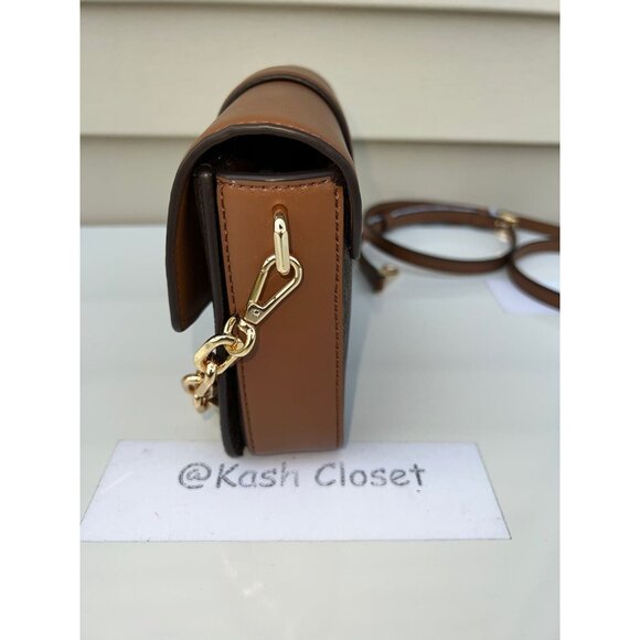 Michael Kors crossbody shoulder bag carmen small monogram flap purse brown - Picture 9 of 12